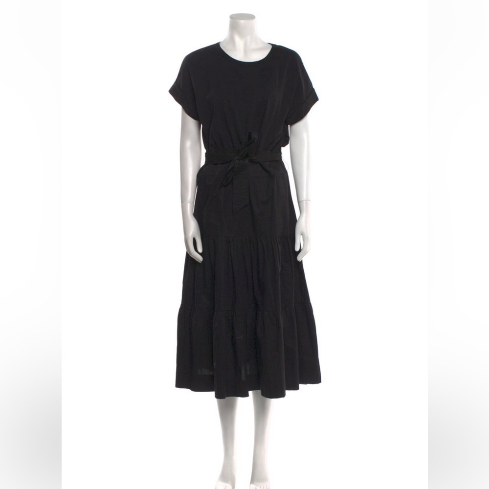 VERONICA BEARD mixed media midi dress black side zipper size Large - Picture 2 of 13